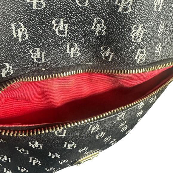 Dooney & Bourke Black Coated Canvas Shoulder Bag Logo Print Classic - Picture 11 of 15